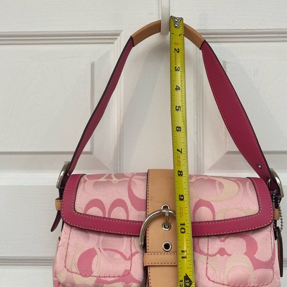 Coach RARE Vintage Y2K Pink Signature Soho Shoulder Bag w Tan Leather Trim - Picture 11 of 13